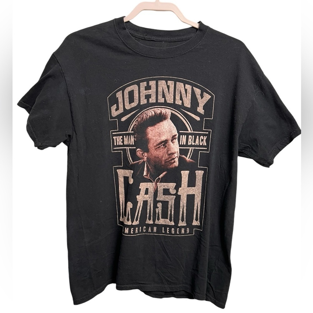 Johnny Cash The Man in Black American Legend Black T-Shirt size XL